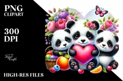 Cute Baby Panda with Heart, PNG Product Image 2