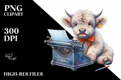 Baby Highland Cow Typewriter PNG Product Image 3