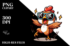 Goofy Chicken with Oversized Sunglasses PNG Product Image 2