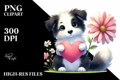 Border Collie Heart Holding PNG Product Image 2