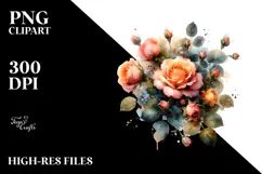 Watercolor Colorful Orange Roses | Clipart Product Image 2