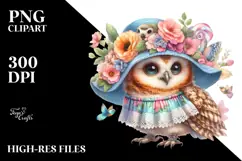 Digital Painting with Beach Baby Owl PNG Product Image 2