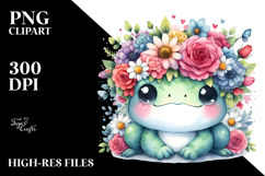 Vibrant Flower Crown Frog Clipart Product Image 2