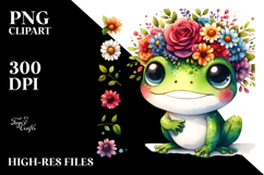 Vibrant Flowers Frog Crown Clipart Product Image 2