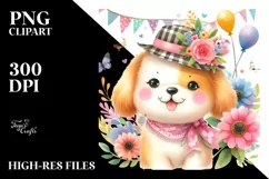 Colorful Cute Dog Whimsical Watercolor Product Image 1