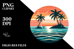 Retro Tropical Island Sunset PNG Product Image 2