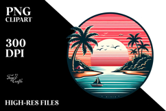 Retro Tropical Island Sunset PNG Product Image 2