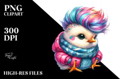 Vibrant Chicken in Watercolor, High-Res PNG Product Image 2