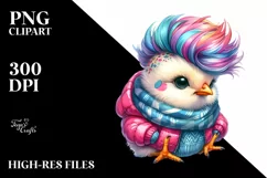 Vibrant Chicken in Watercolor, High-Res PNG Product Image 1