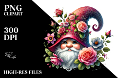Detailed Gnome with Rose Hat, PNG Product Image 2