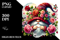 Adorned Gnome with Roses, PNG Product Image 2