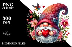 Valentines Gnome with Roses PNG Product Image 2