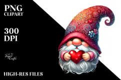 Valentines Gnome with Heart Sign PNG Product Image 2