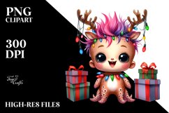 Whimsical Octopus with Reindeer Horns, PNG Product Image 1