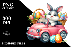 Bunny with Car and Easter Eggs, PNG Product Image 2