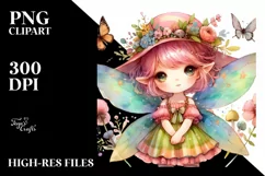 Colorful Small Cute Fairy Watercolor Product Image 1