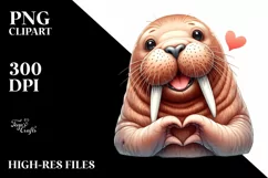 Funny Walrus Love Sign Portrait | Sublimation Clipart Product Image 3