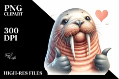 Funny Walrus Love Sign Portrait | Sublimation Clipart Product Image 1