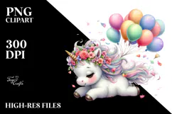 Watercolor Baby Unicorn Spring Petals Product Image 2