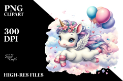 Watercolor Baby Unicorn Spring Petals Product Image 2