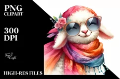 Funny Lamb Silk Scarf Sunglasses Portrait | Sublimation Product Image 1