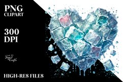 Icy Heart Watercolor PNG Product Image 2