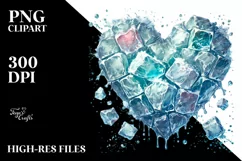 Icy Heart Watercolor PNG Product Image 2