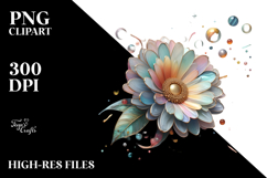 Shiny Gerbera with Gold Details, Transparent PNG Product Image 2