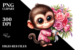 Expressive Cute Baby Monkey Clipart Product Image 2
