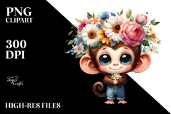 Expressive Cute Baby Monkey Clipart Product Image 2