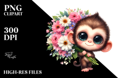 Expressive Cute Baby Monkey Clipart Product Image 2