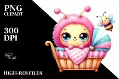 Colorful Pink-ish Baby Bee PNG Product Image 2