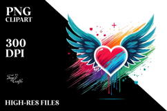 Colorful Heart with Wings, PNG Product Image 2