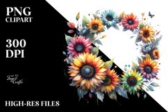 Colorful Abstract Sunflower Round Frame Clipart Product Image 1