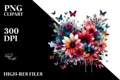 Colorful Grungy Flower Painting PNG Product Image 2