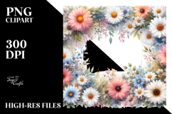 Watercolor Colorful Horizontal Daisy | Clipart Product Image 2