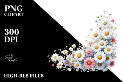 Watercolor Colorful Horizontal Daisy | Clipart Product Image 2