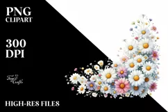 Watercolor Colorful Horizontal Daisy | Clipart Product Image 1