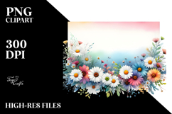 Colorfull Horizontal Daisy Frame | Sublimation Clipart Product Image 2