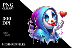 Funny Clown Ghost with Spooky Hoodie PNG Product Image 2