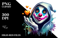 Funny Clown Ghost with Spooky Hoodie PNG Product Image 2