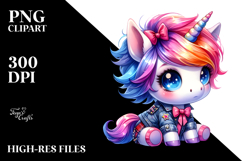 Cute Unicorn with Cool Haircut, Artistic PNG Product Image 2