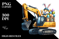 Funny Easter Excavator, Watercolor PNG Product Image 2