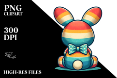 Colorful Retro Bunny View from Back PNG Product Image 2