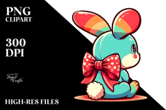 bunny with Retro Bow PNG Product Image 2
