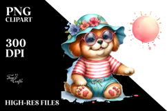 Whimsical Watercolor Baby Dog PNG Product Image 2