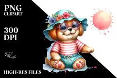 Whimsical Watercolor Baby Dog PNG Product Image 2