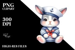 Colorful Baby Rabbit Sailor Suit | Sublimation Clipart Product Image 3
