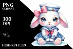 Colorful Baby Rabbit Sailor Suit | Sublimation Clipart Product Image 3