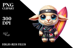 Vibrant Baby Lamb with Ninja Outfit PNG Product Image 2